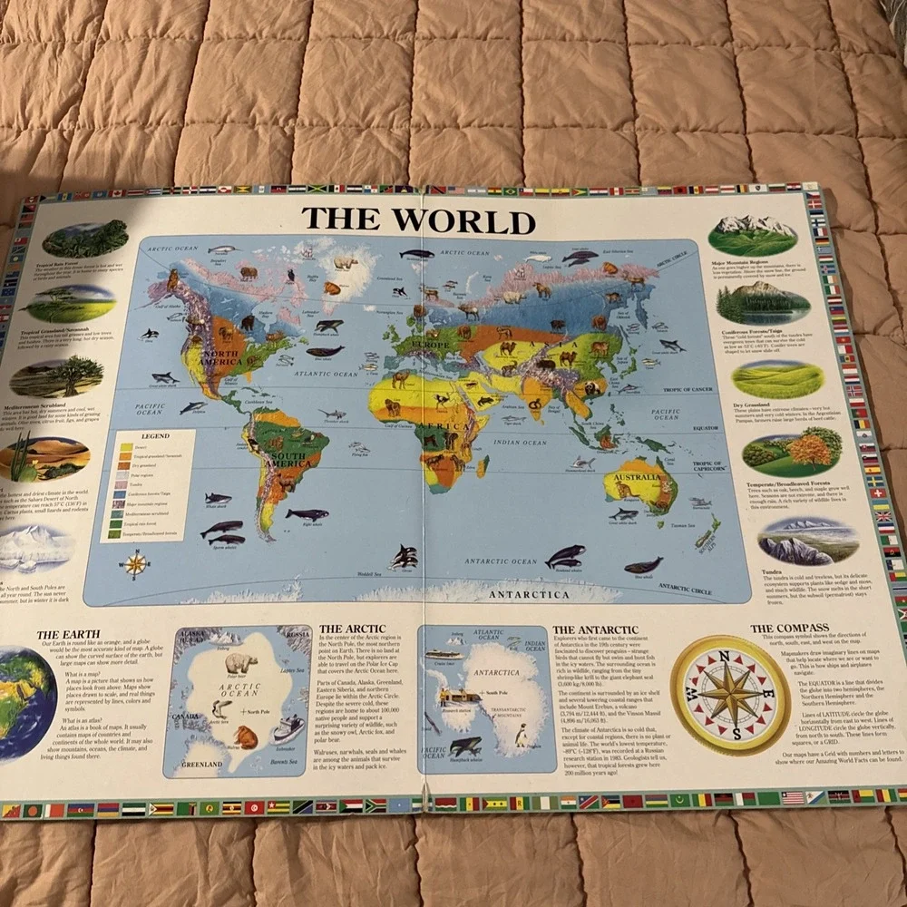Vtg Y2K 2000 My Big Book of Our Amazing World Board Book Educational Geography